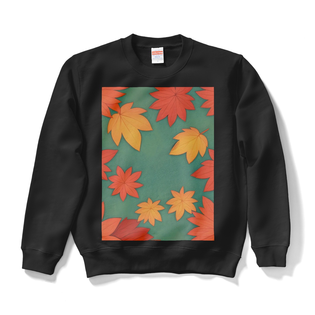 秋をまとう、紅葉のスウェット(ブラック)
