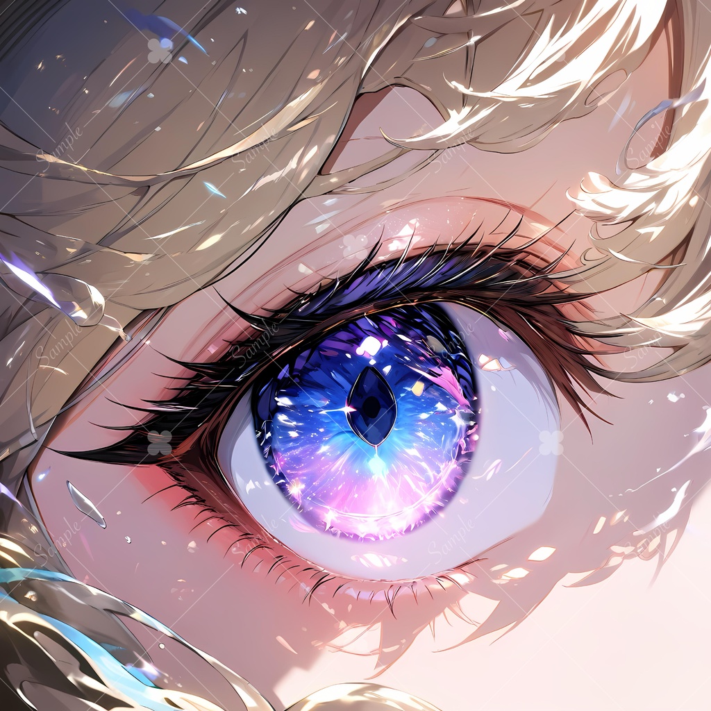 【フリーアイコン】美しい瞳・目元イラスト素材集 宇宙&宝石(豪華5枚セット)