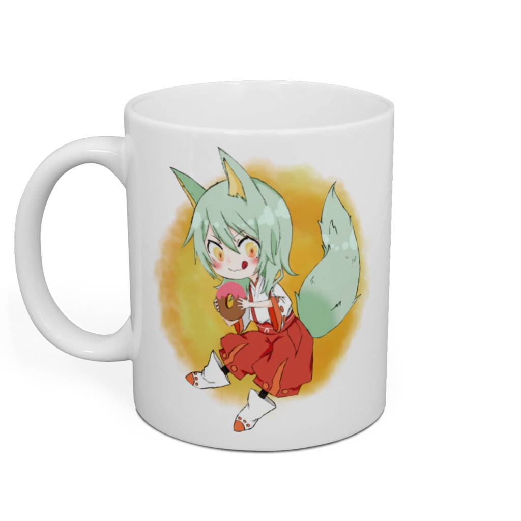マグカップ「ドーナツと犬守」 (MUG "Inumori with a doughnut")