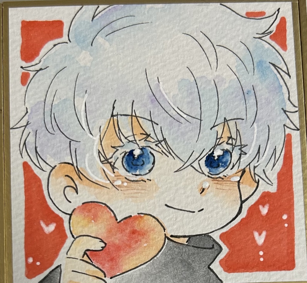 バレンタイン　豆色紙イラスト