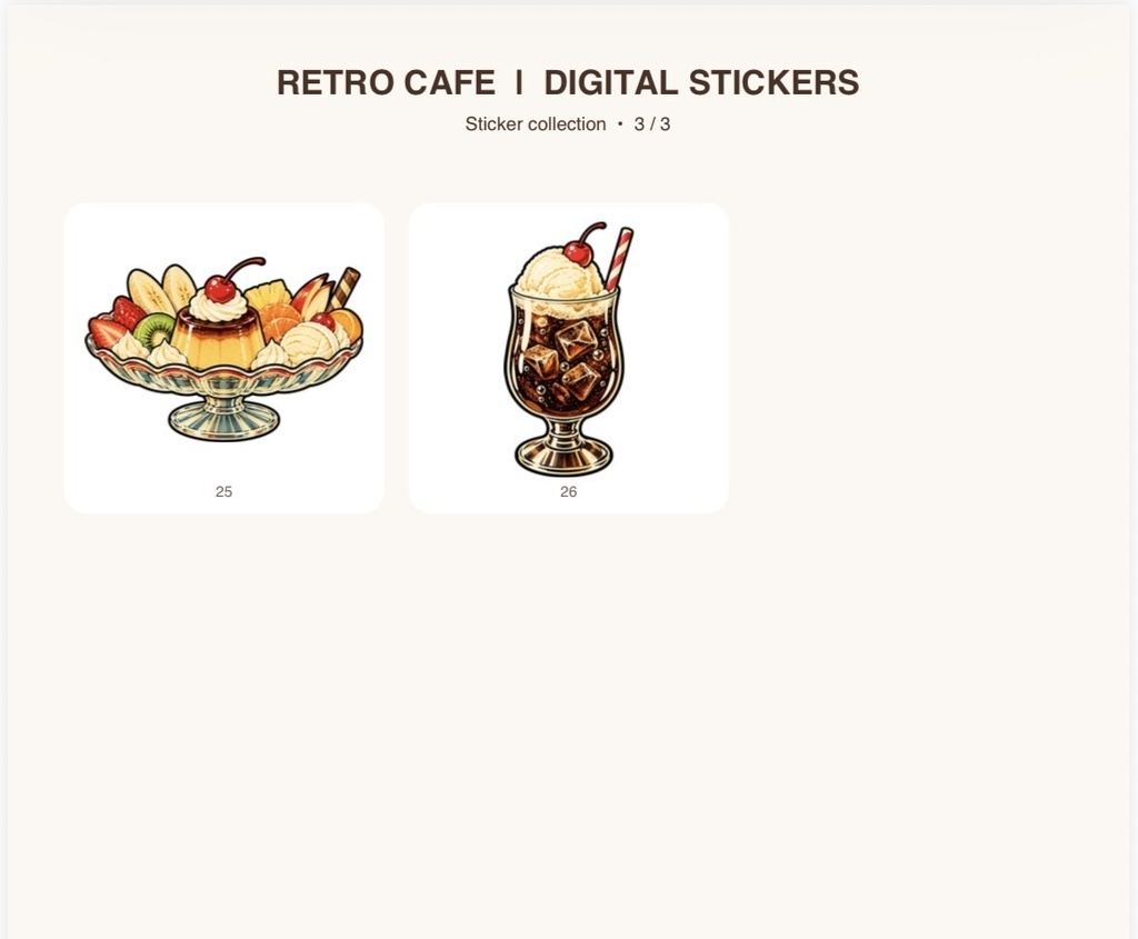昭和レトロ喫茶と猫ちゃん|デジタルステッカー26種|Retro Japanese Café & Cats Digital Stickers