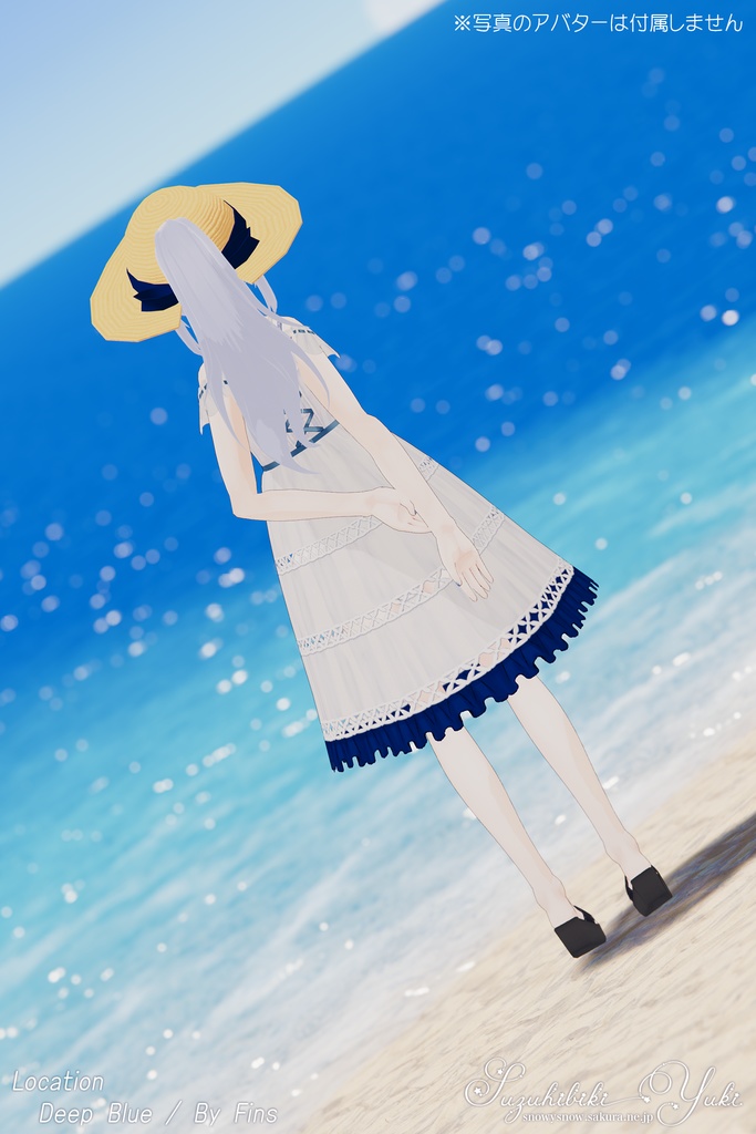 【VRchat想定】ポニーテール用麦わら帽子【アクセサリー】