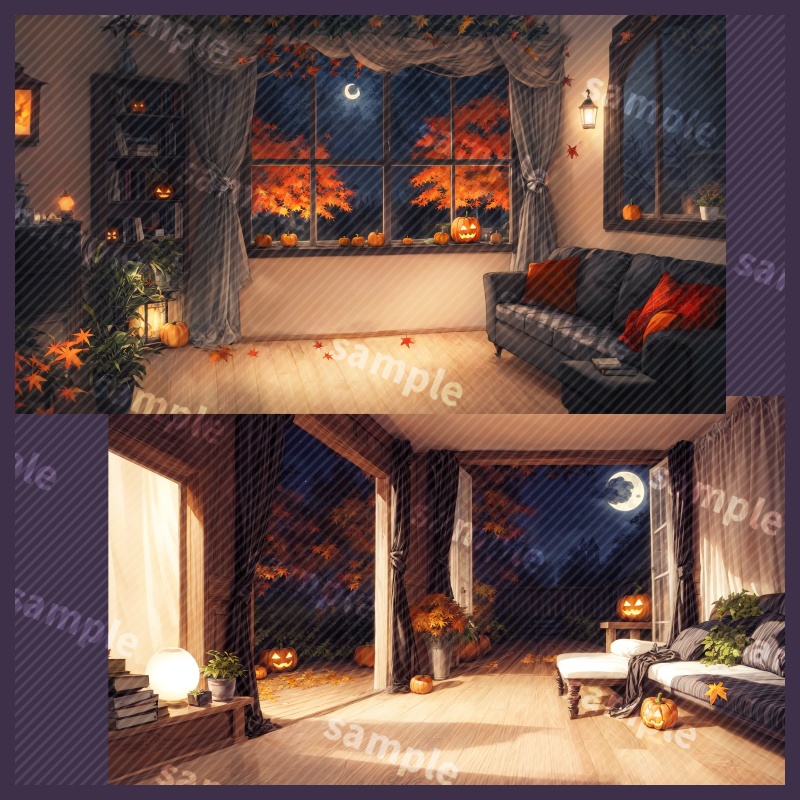 動く背景素材:ハロウィンな部屋 - Halloween Room