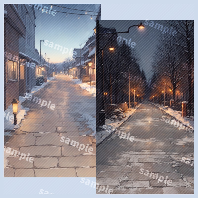 背景素材(縦画面):冬の小道 | Winter Street