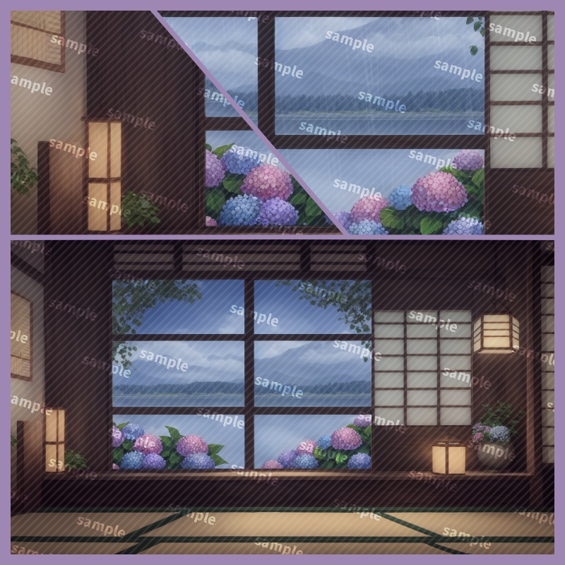 動く背景素材:梅雨の和室 - Rainy Zen Room