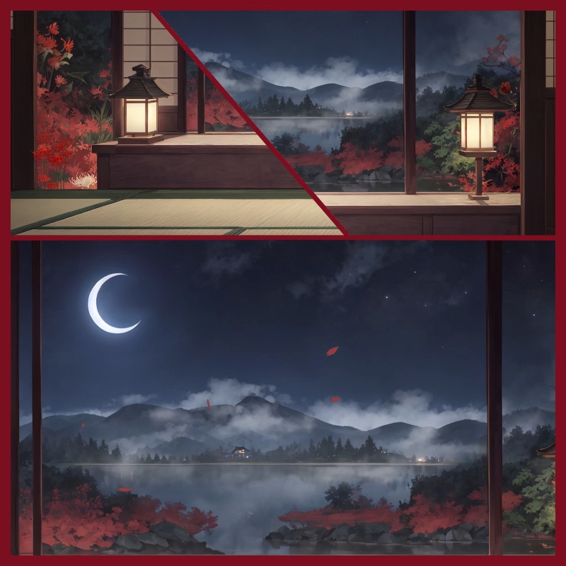 動く背景素材:彼岸花の和室 - Lycoris Zen Room