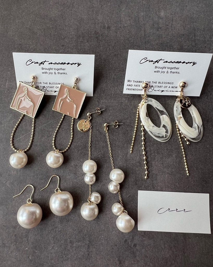 大粒パールのロングピアス