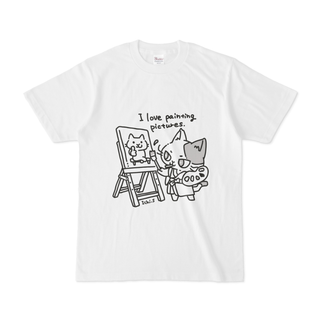 お絵かきをする猫