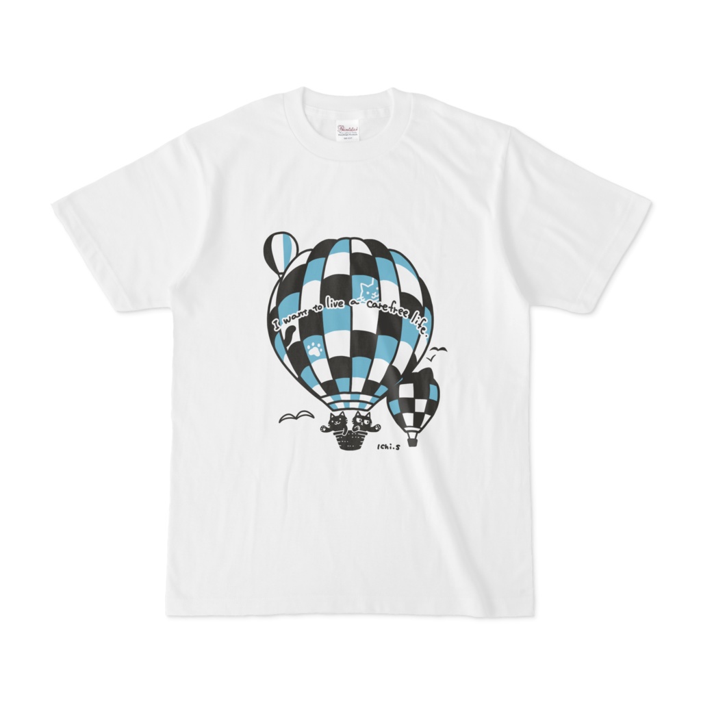 気球に乗る猫Ｔシャツ（白地）