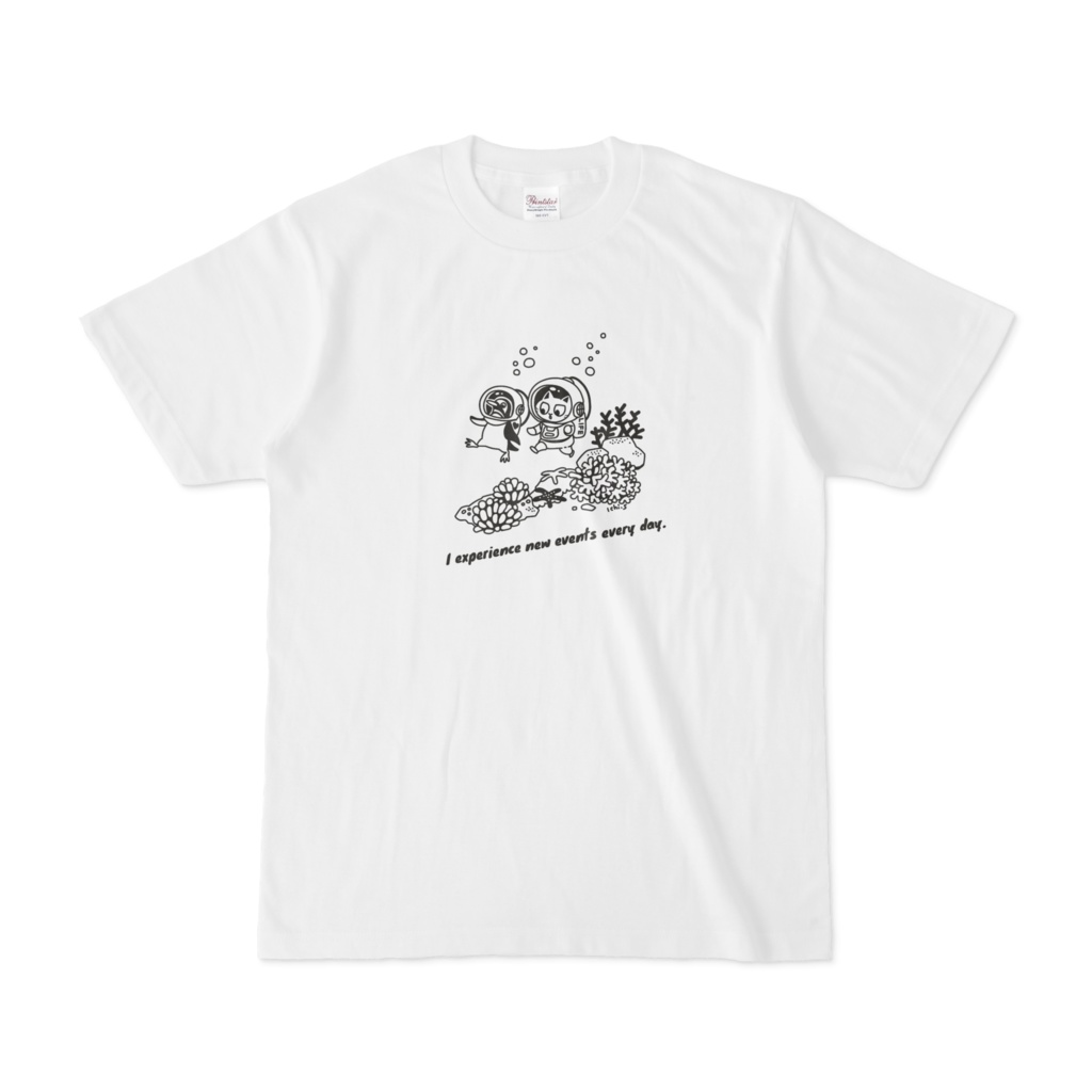 潜水するペンギンと猫Ｔシャツ