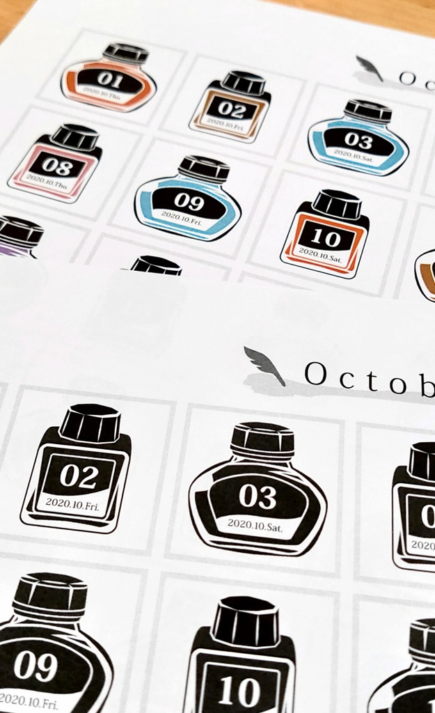 2020年10月の日付シート「6点」セット