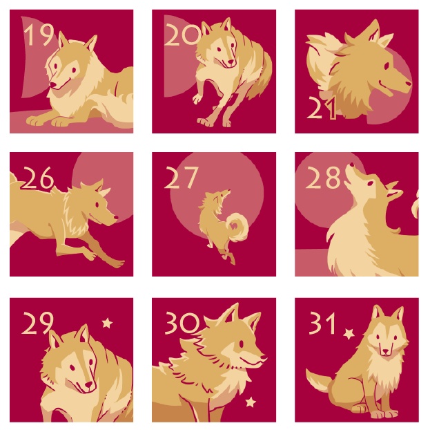 2021年2月のオオカミと月の日付シート