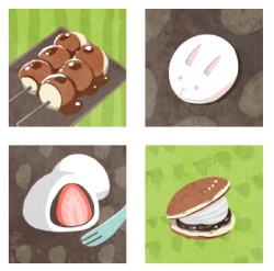 2021年4月の和菓子な日付シート(3点×2サイズセット)