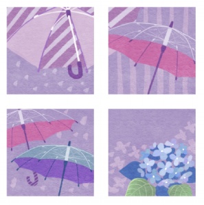 2021年6月の梅雨とツバメの日付シート(3点×2サイズ)