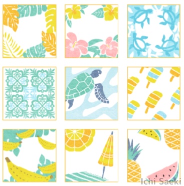 2021年7月のリゾートな日付シート(3点×2サイズセット)