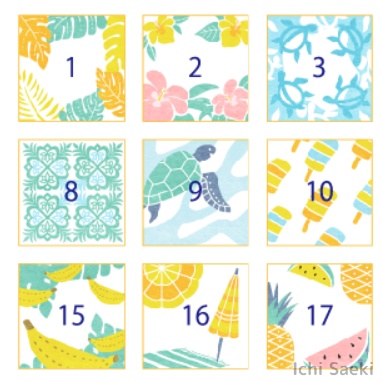 2021年7月のリゾートな日付シート(3点×2サイズセット)