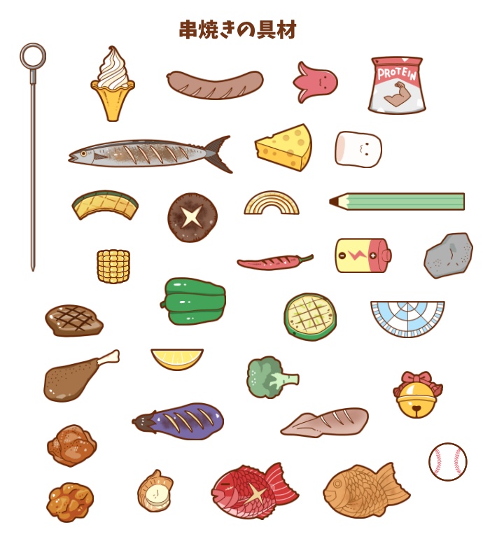 ゲーム素材イラスト(食品・キャラクター)セット