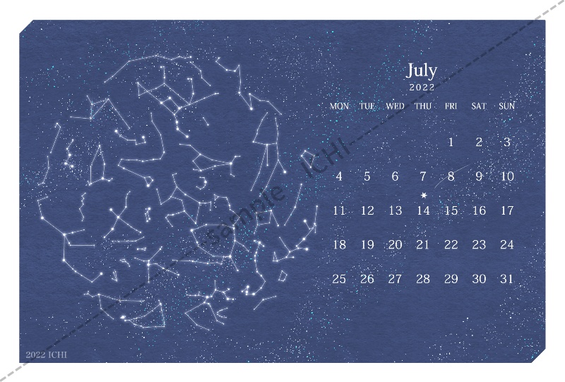 2022年7月の夜空を彩る宝石の日付シートデータセット