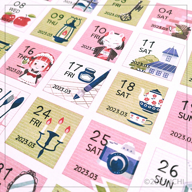 【有料版】2023年3月の日付シートデータセット
