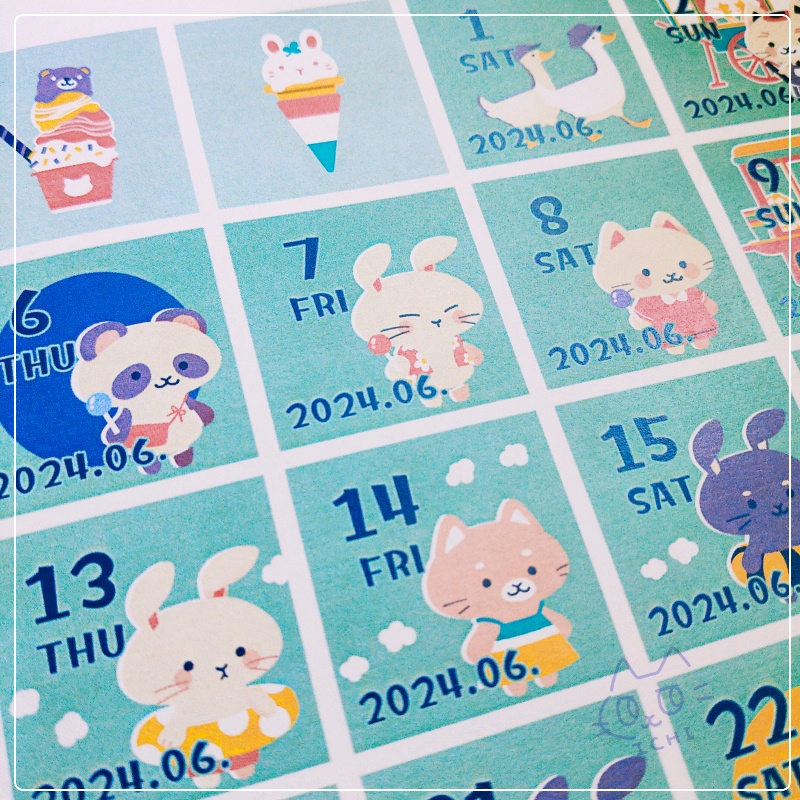 2024年6月の猫店主の屋台に並ぶ日付シート