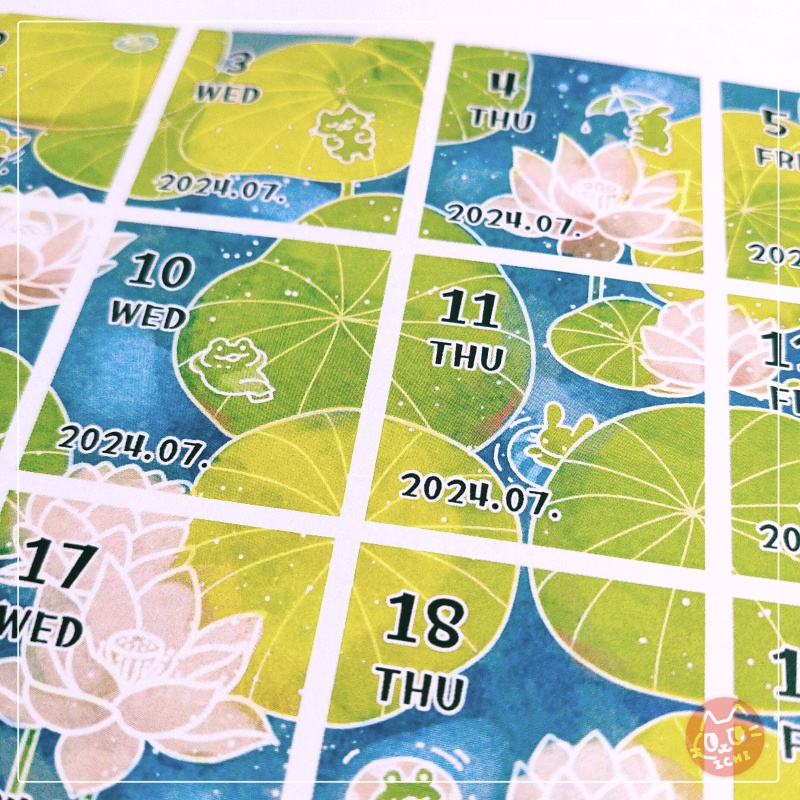 2024年7月の蓮と一緒にのんびり日付シート