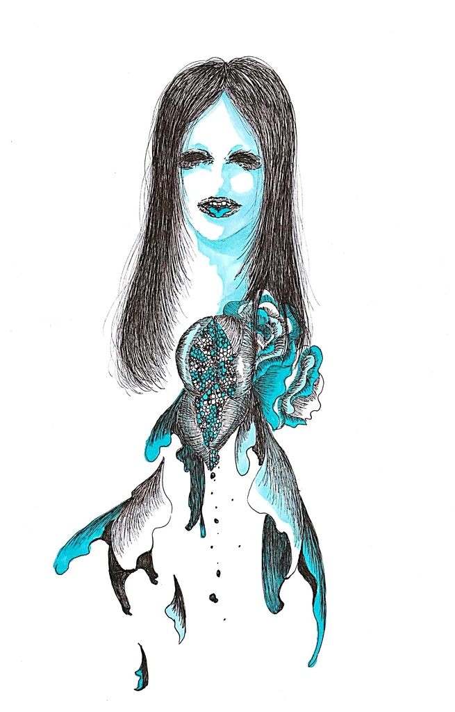 アングラ　アナログイラスト　青