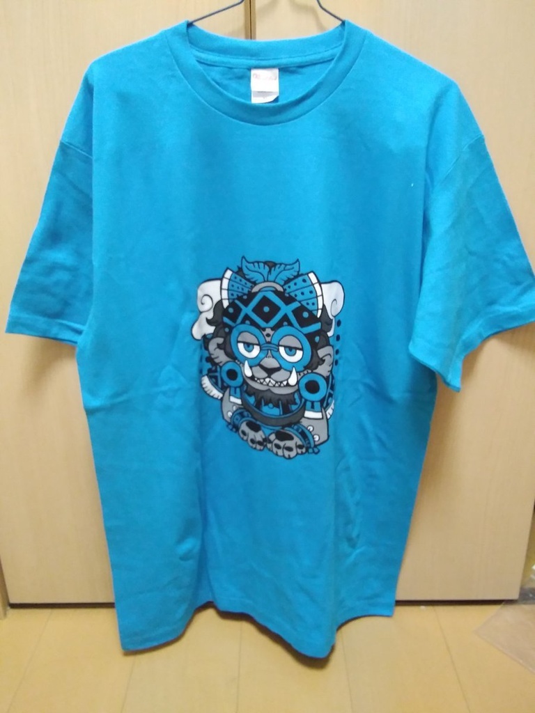 アステカ トラロックTシャツ黒線