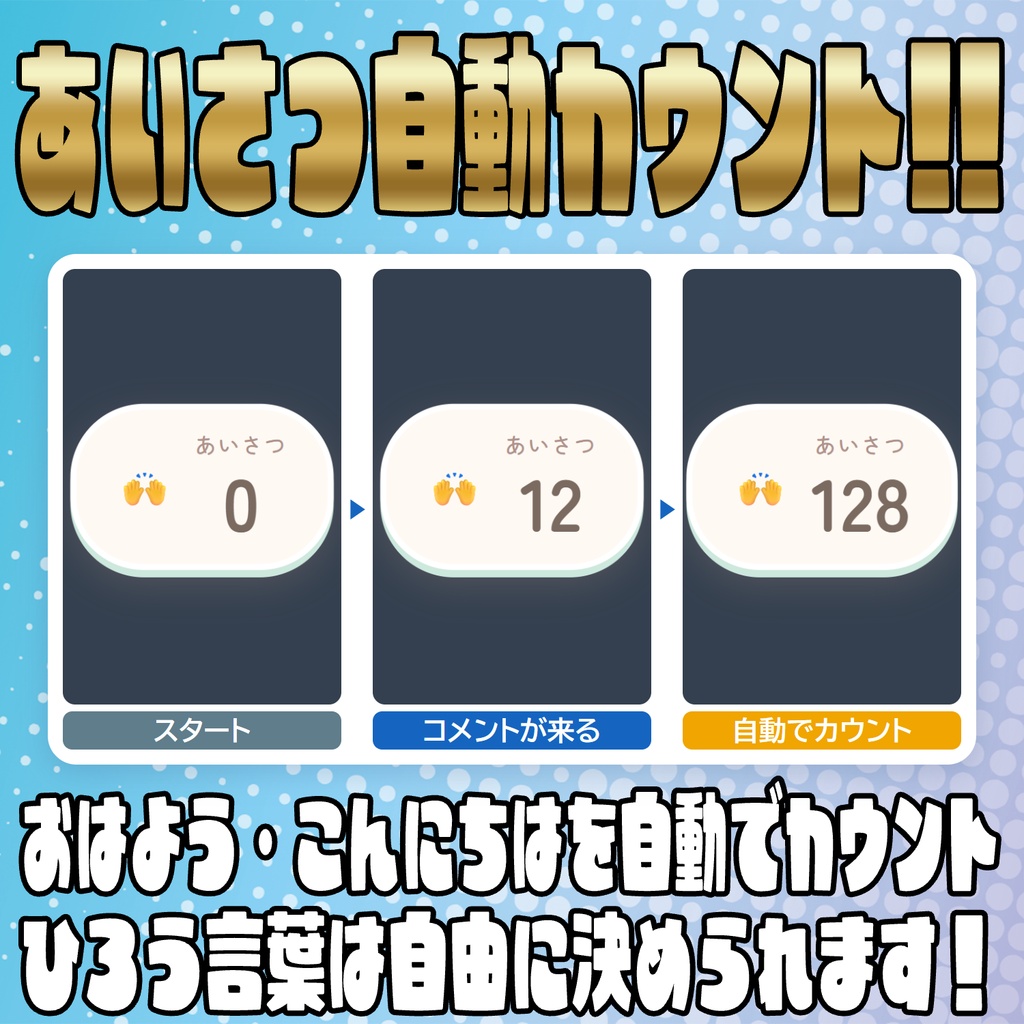 【リリース開始セール中!!~10/12まで】数え忘れゼロ!あいさつ・初見カウンター【わんコメテンプレート】