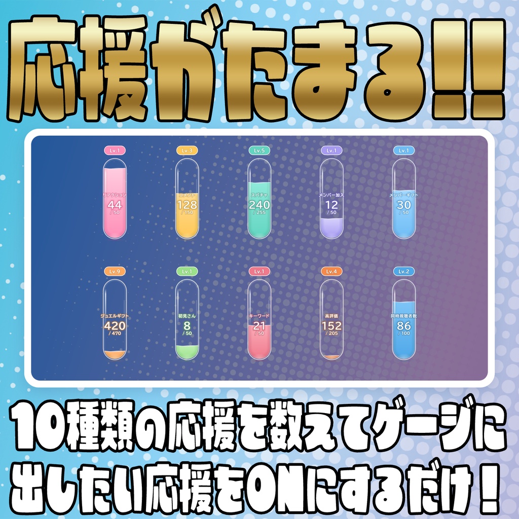 【リリース開始セール中!!~10/17まで】応援をぜんぶポイントに!応援ポイントゲージ【わんコメテンプレート】