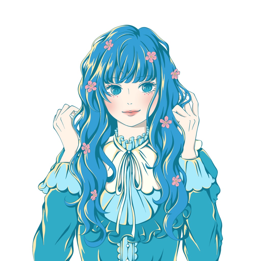 ライトブルー少女のアクリルキーホルダー