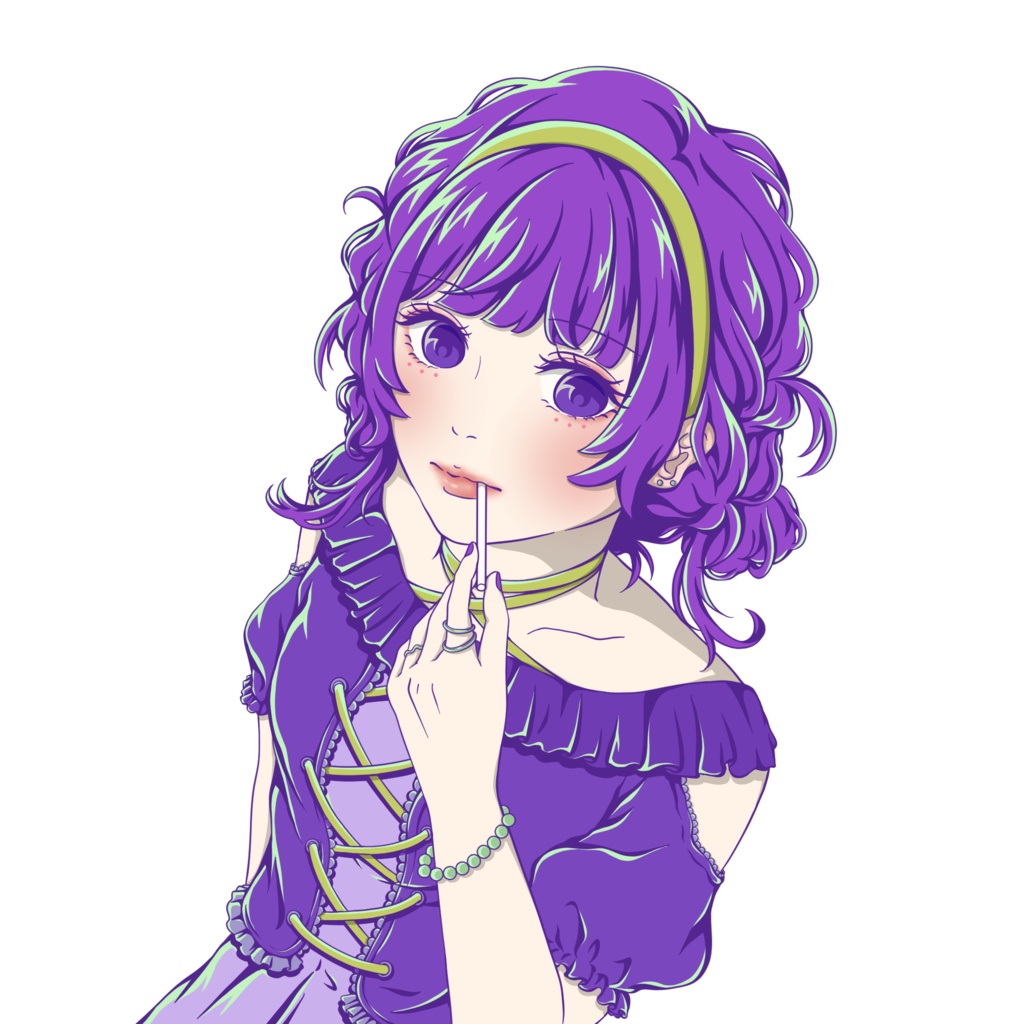 パープル少女のアクリルキーホルダー