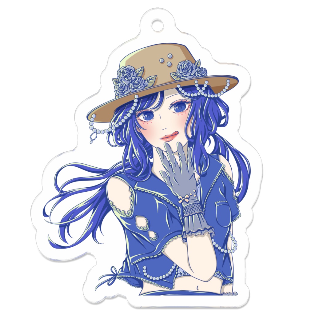 ブルー少女のアクリルキーホルダー