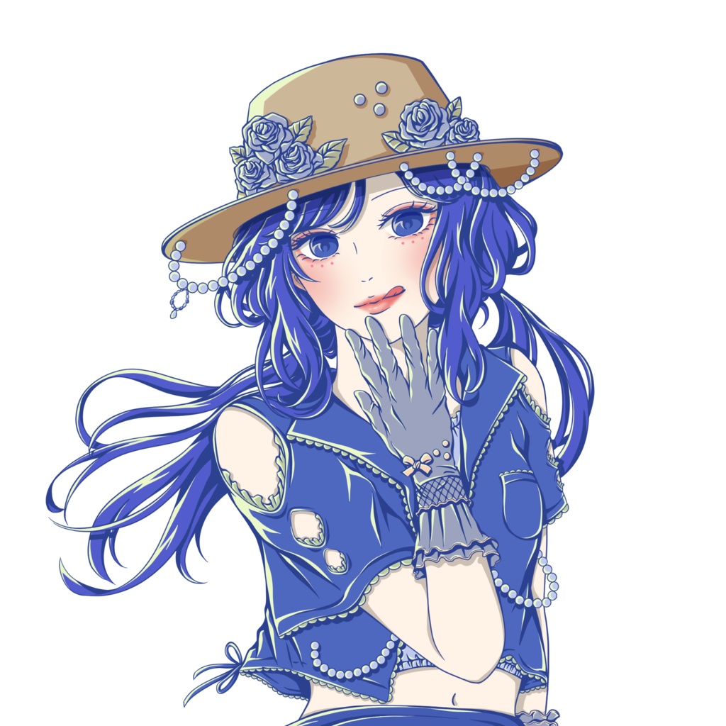 ブルー少女のアクリルキーホルダー