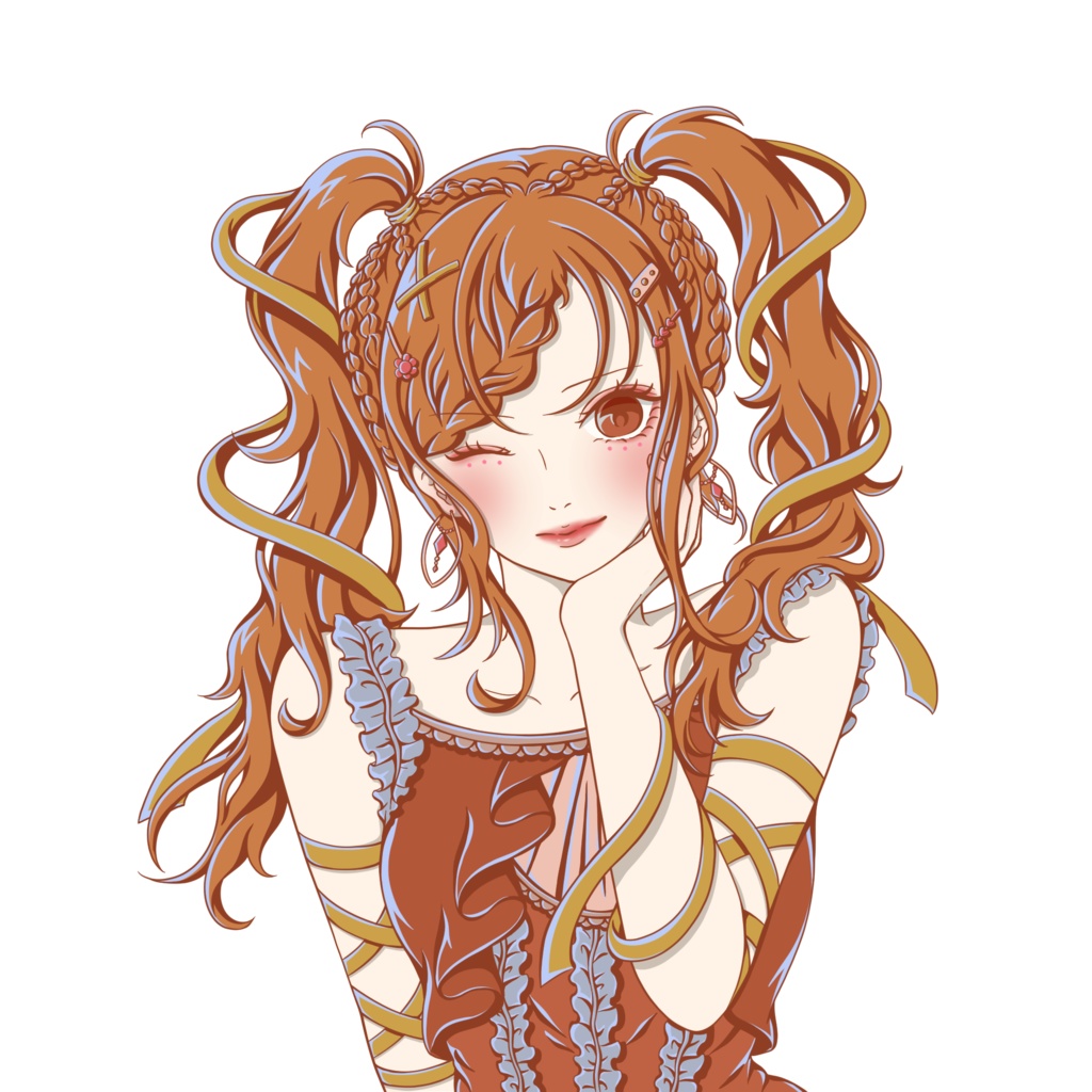 オレンジ少女のアクリルキーホルダー