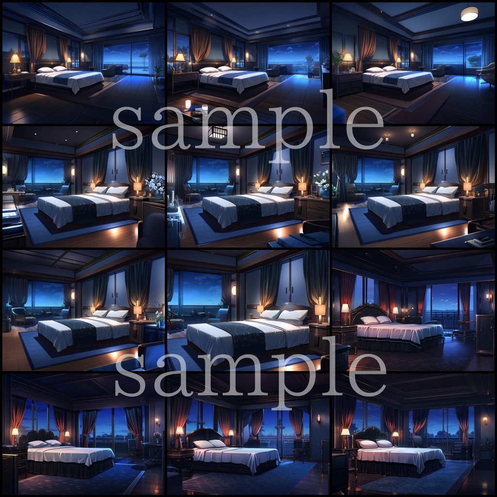 【無料有】ホテルのベッドルーム【AI作成TRPG背景素材】