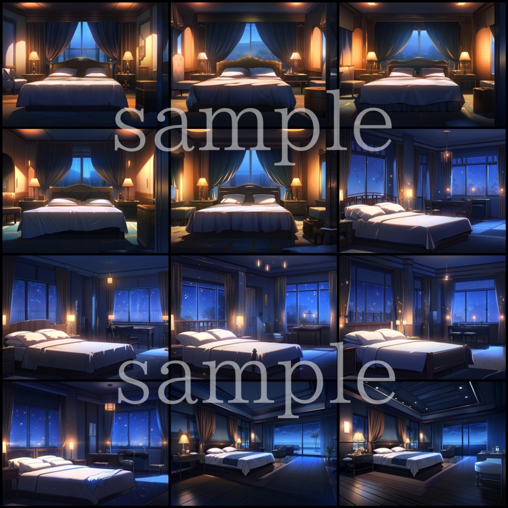 【無料有】ホテルのベッドルーム【AI作成TRPG背景素材】