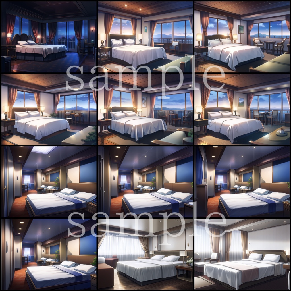 【無料有】ホテルのベッドルーム【AI作成TRPG背景素材】