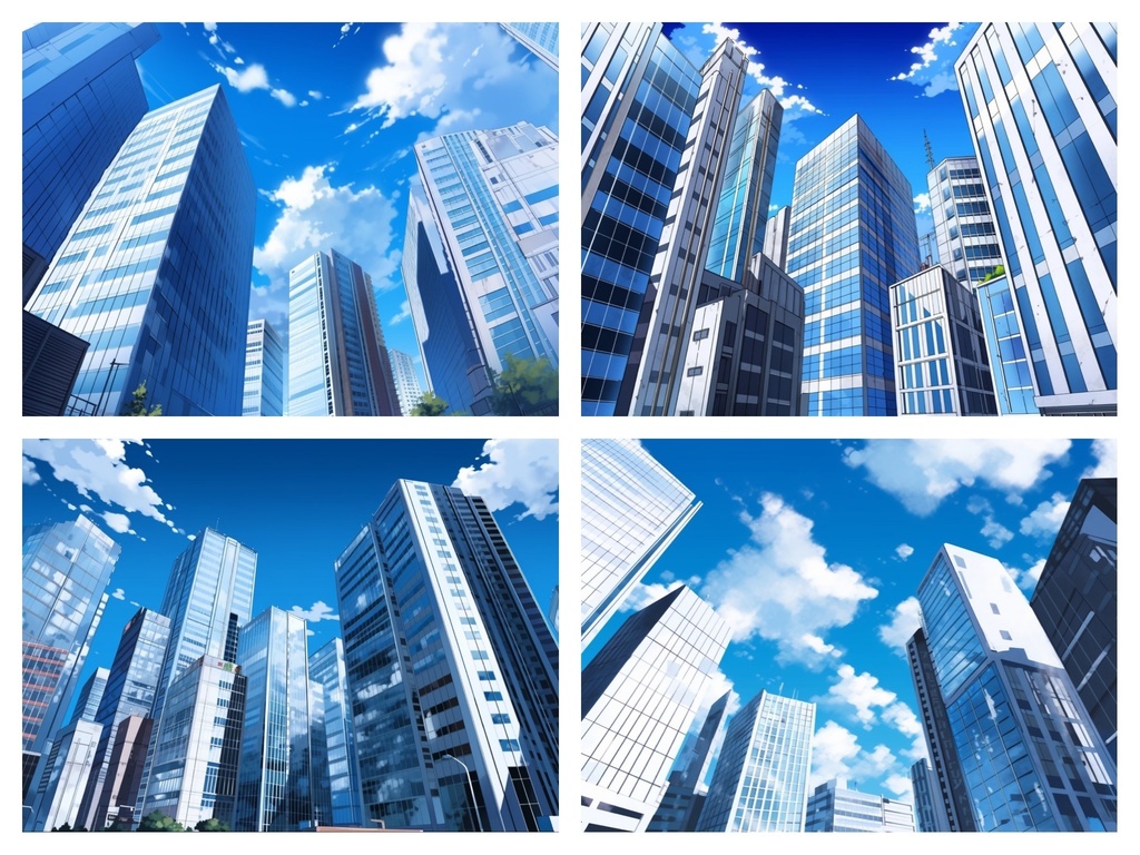 【無料】ビル群の背景素材【AI作成TRPG背景素材】