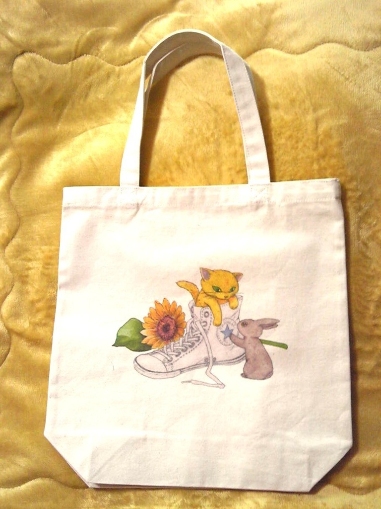 ねこうさトートバッグ + ポーチ(チャーム付き) 紅白セット