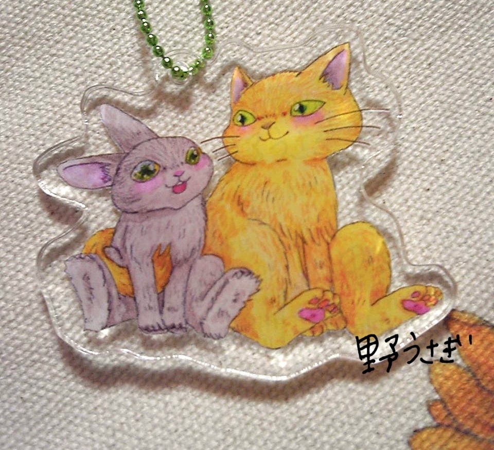 ねこうさトートバッグ + ポーチ(チャーム付き) 紅白セット