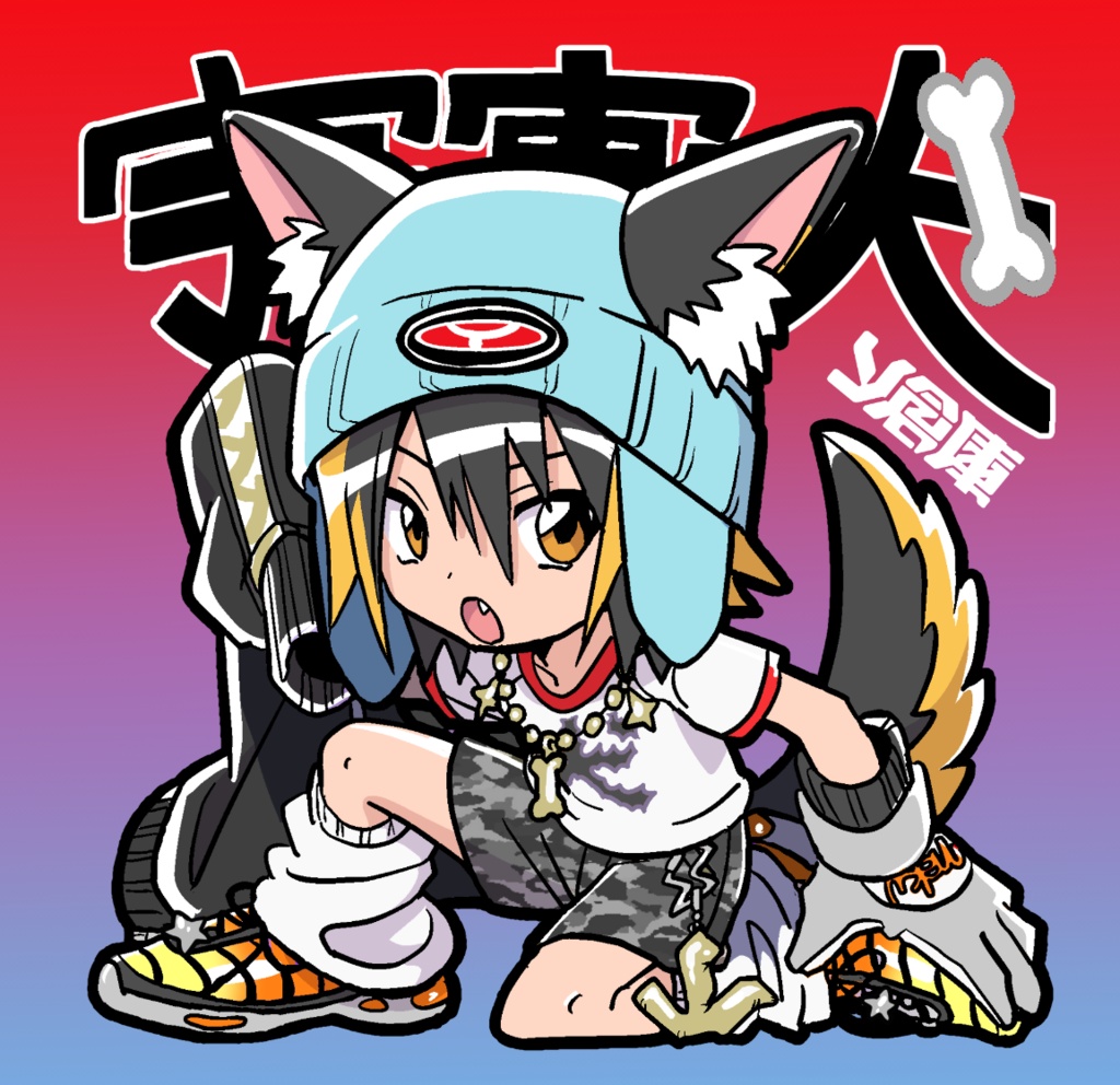 宇宙犬gunyaキラキラ正方形シール（アナザーカラー）