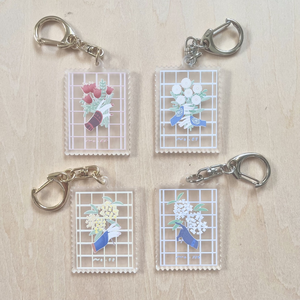 切手風アクリルキーホルダー