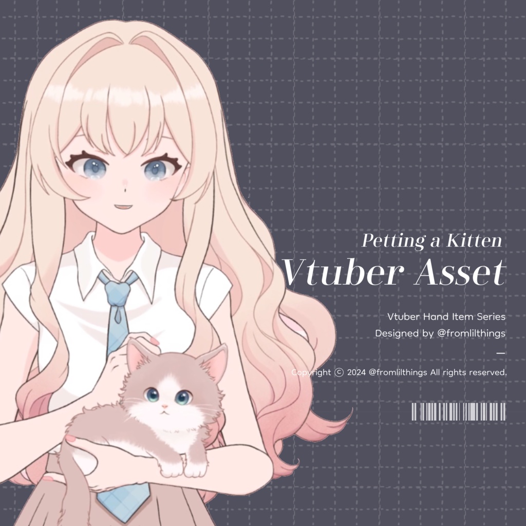 [Live2Dアイテム] Rigged Petting a Kitten, Live2D asset, VTuber Asset, VTuber Item, Live2D Item, Live2D Asset, Cat Vtuber Asset