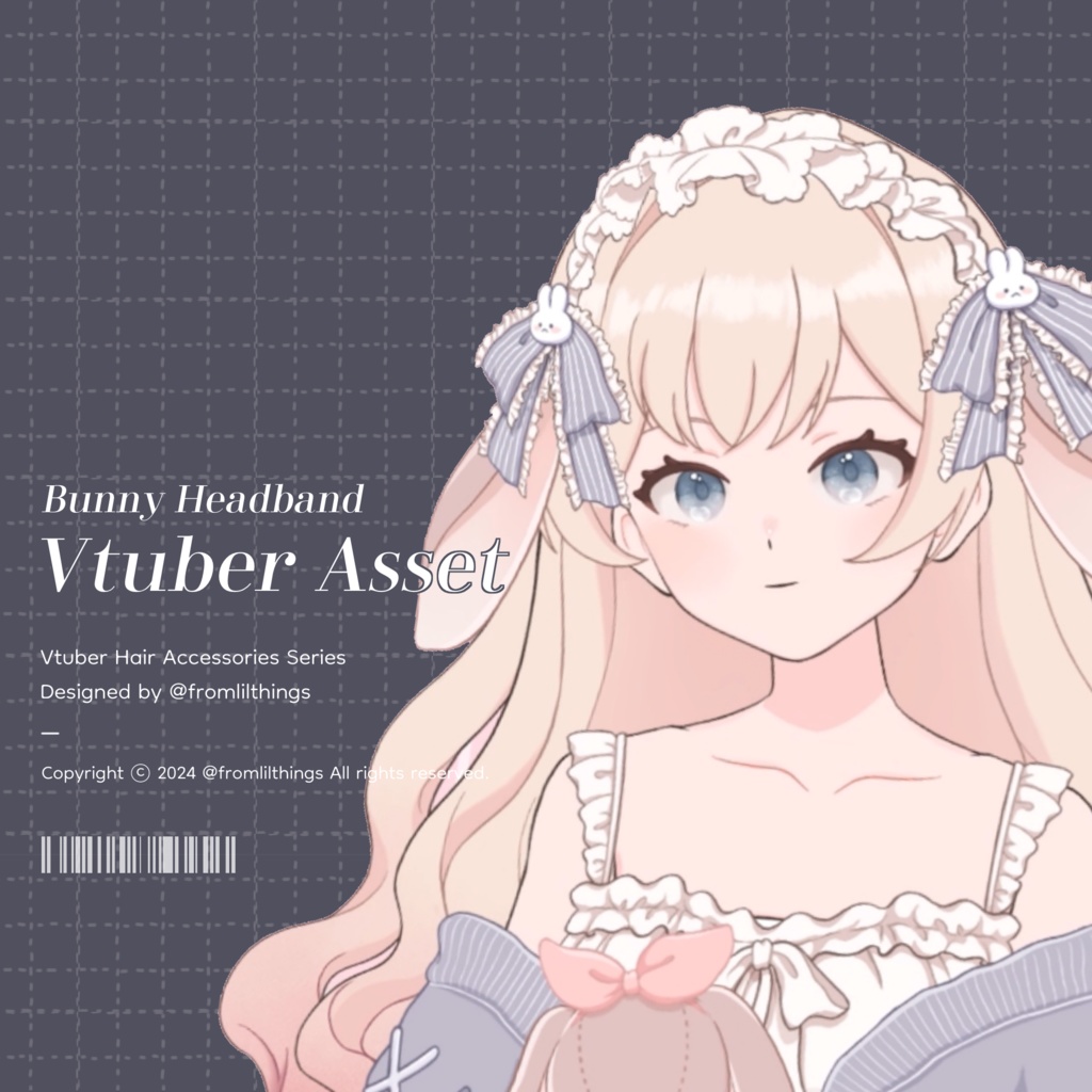 [Live2Dアイテム] Rigged Bunny Headband, Live2D asset, VTuber Item, Live2D Item, Live2D Asset, Vtuber Hair Accessories Asset