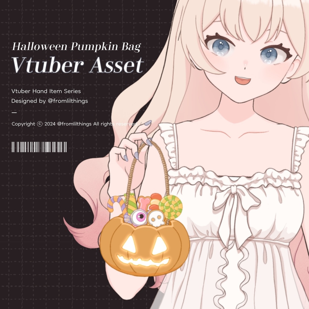 [Live2Dアイテム] Rigged Halloween PumpkinBag, Live2D asset, VTuber Item, Live2D Item, Live2D Asset, Vtuber Hand Item Asset, Vtuber Halloween Asset