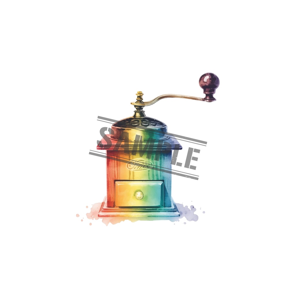 【虹色カフェシリーズ】水彩アンティーク風クリップアート10点セット/PNG背景透過