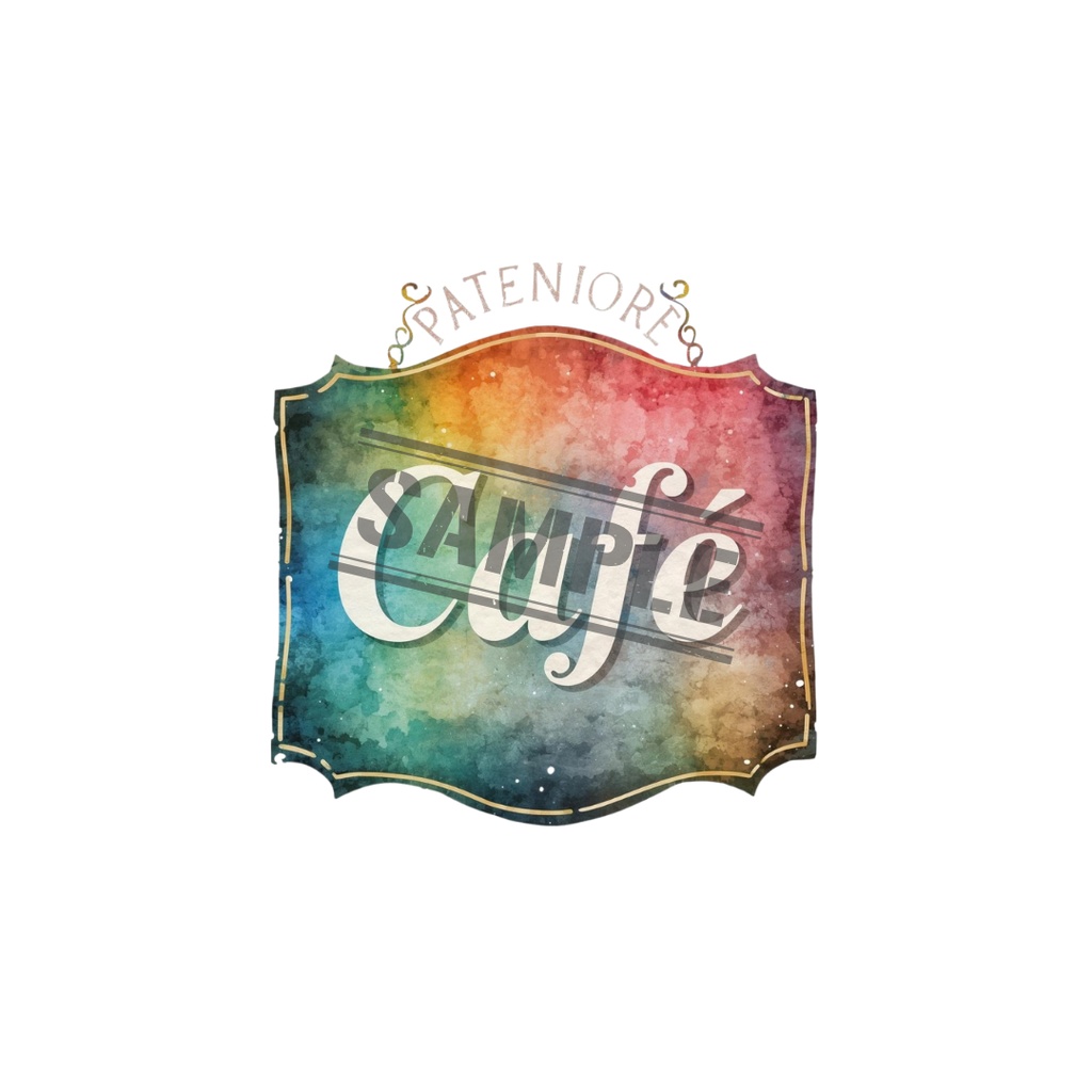 【虹色カフェシリーズ】水彩アンティーク風クリップアート10点セット/PNG背景透過