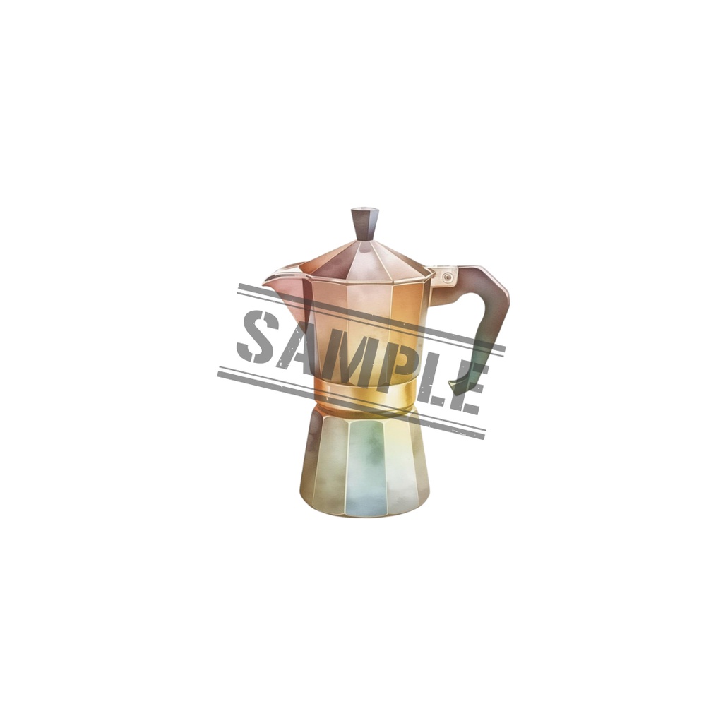 【虹色カフェシリーズ】水彩アンティーク風クリップアート10点セット/PNG背景透過