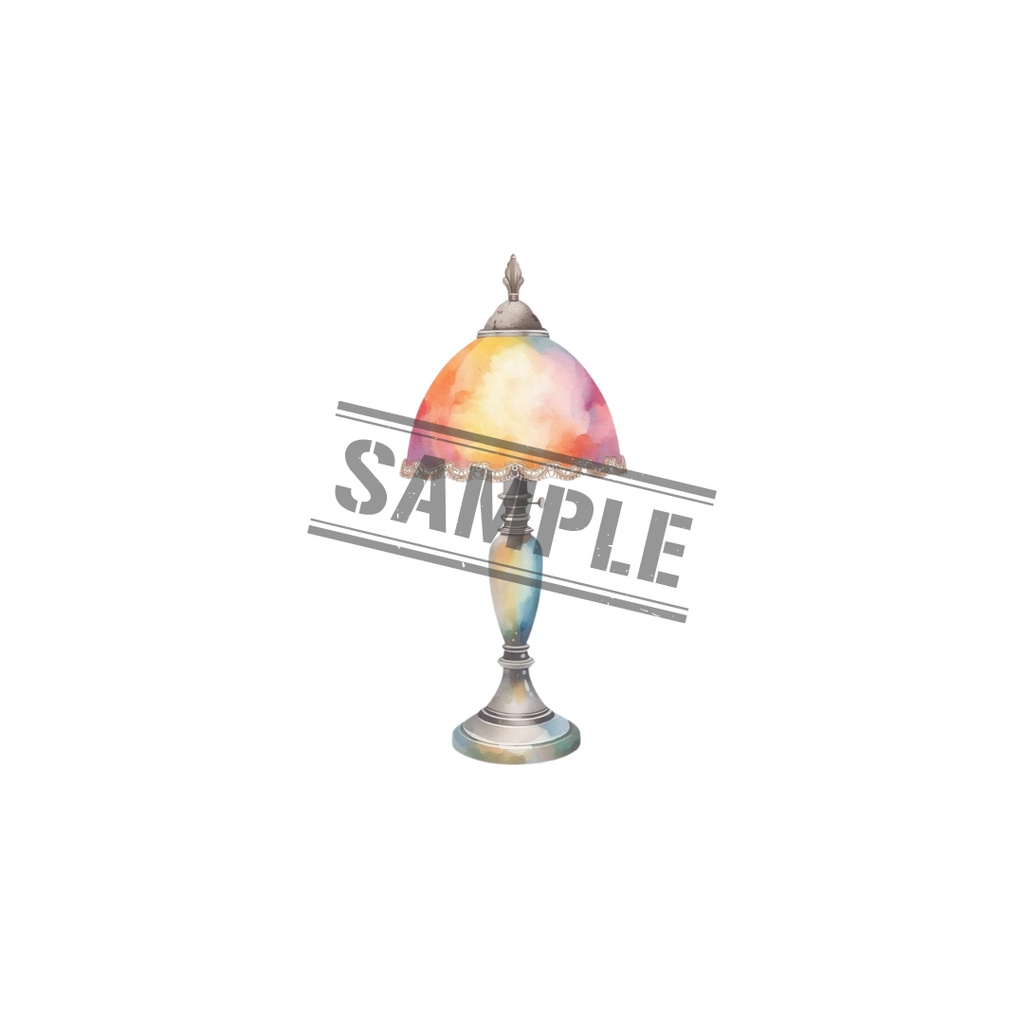 【虹色カフェシリーズ】水彩アンティーク風クリップアート10点セット/PNG背景透過