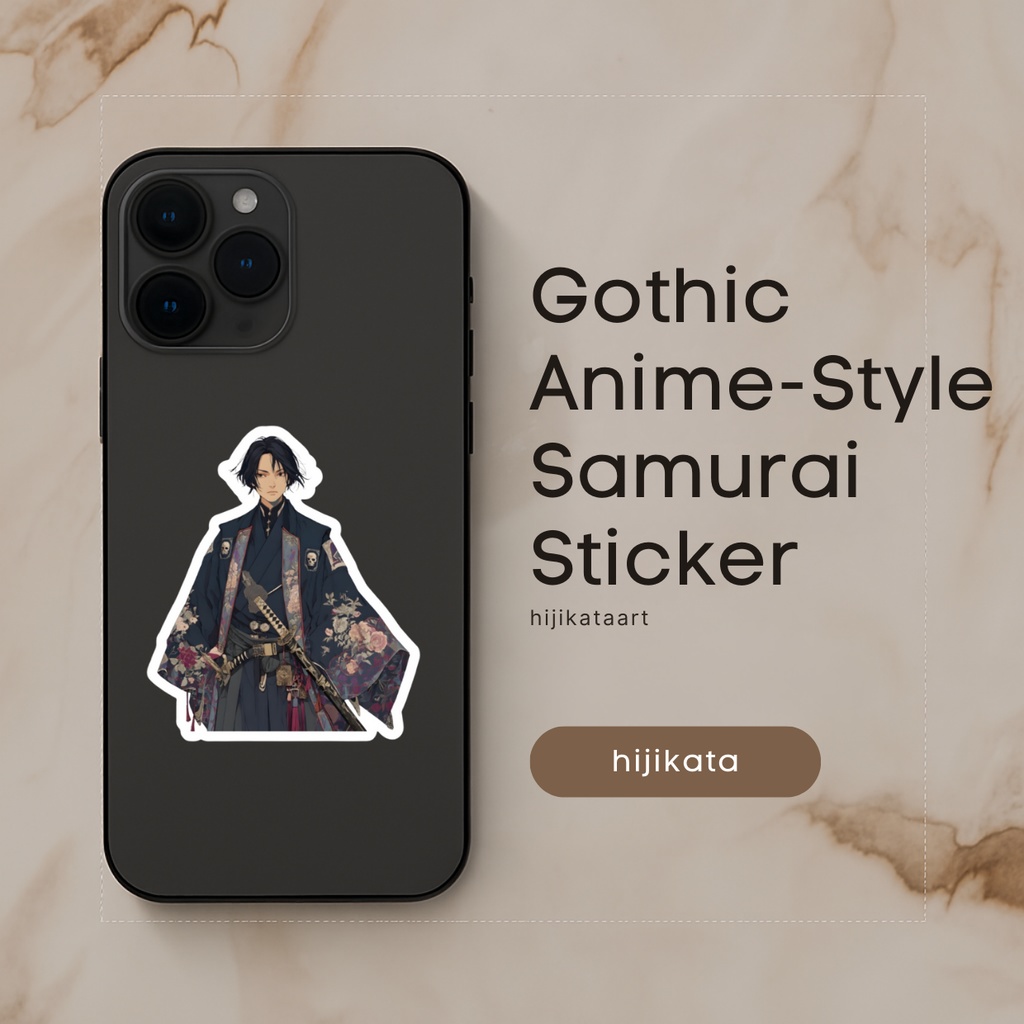和風ゴシックアニメ調サムライステッカー(ヒジカタ)